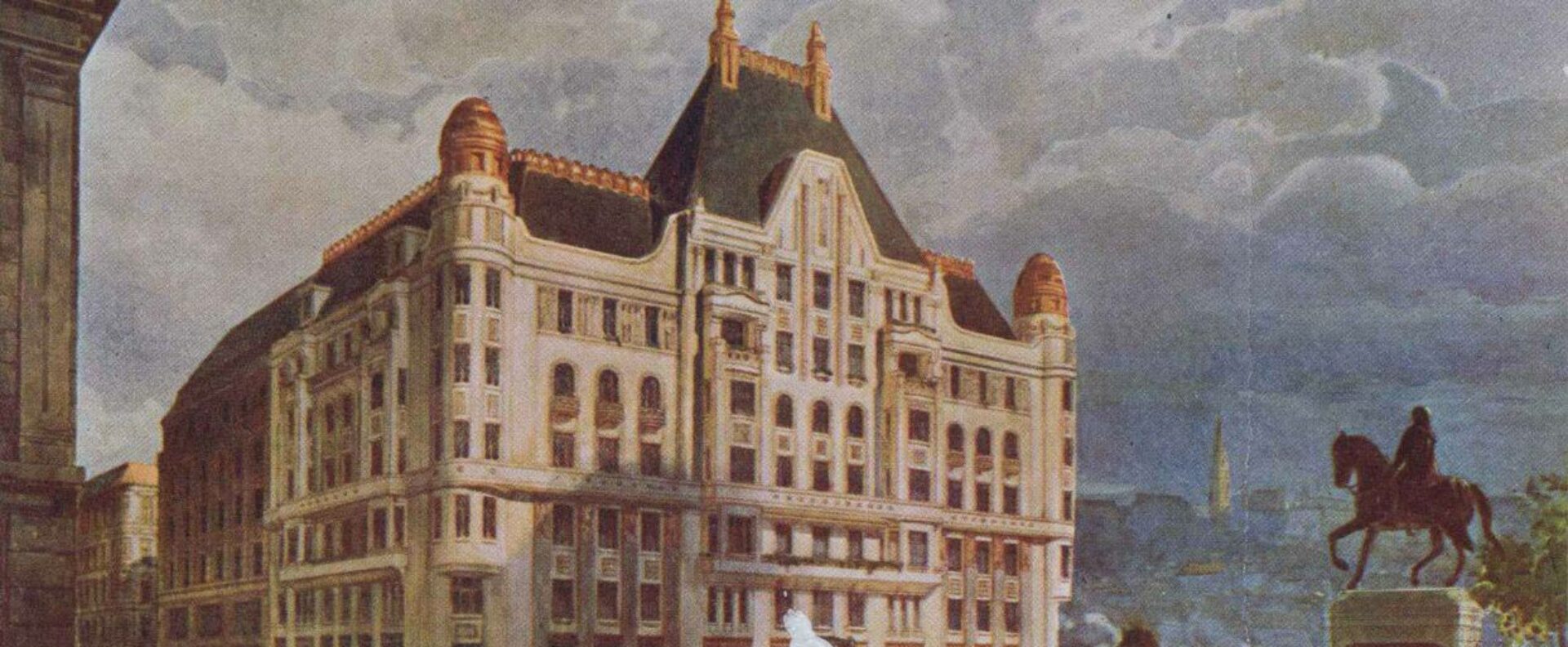 Wellisch-palota: Az épületet ábrázoló akvarell, 1910 körül