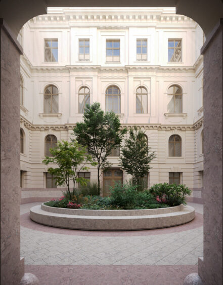 Igazságügyi Palota: Az épület felújított belső udvarának látványterve